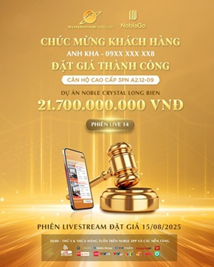 Tối 15/8, khách hàng V.Kha đã chốt deal thành công Sky Villa A2.12-09 với mức đặt giá 21,7 tỷ đồng, rẻ hơn đáng kể so với thị trường.