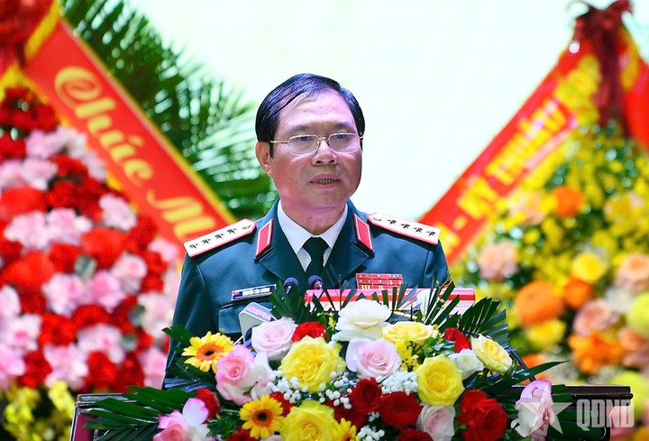 Đại tướng Nguyễn Tân Cương phát biểu chỉ đạo tại buổi lễ. (Ảnh: Tuấn Huy)