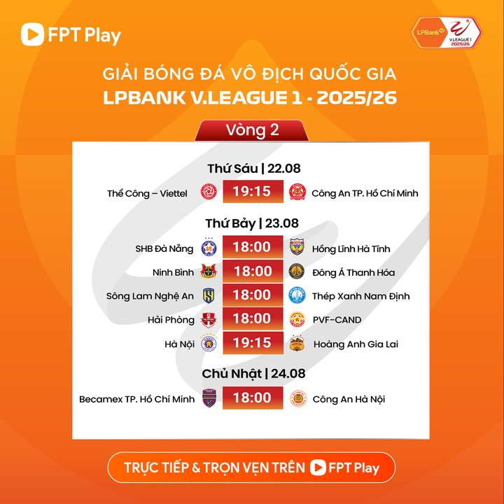 Lịch thi đấu V.League 2025-2026 vòng 2.