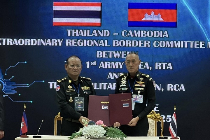 Ủy ban biên giới khu vực giữa Quân khu 1 của Thái Lan và Quân khu 5 của Campuchia. (Nguồn: Bangkok Post)