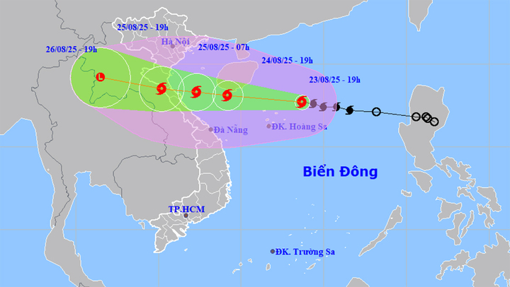 Bản đồ dự báo quỹ đạo đường đi của bão số 5. (Nguồn: NCHMF)