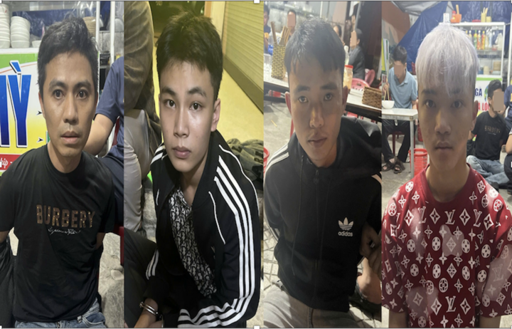4 gã thanh niên bị Công an TP Đà Nẵng bắt giữ. (Ảnh: Công an TP Đà Nẵng)