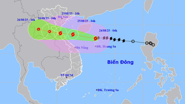 Dự báo đường đi, khu vực ảnh hưởng của bão số 5 Kajiki. (Nguồn: NCHMF)