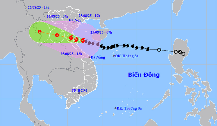 Dự báo cường độ bão số 5 Kajiki còn mạnh khi tiến sát đất liền. (Nguồn: NCHMF)