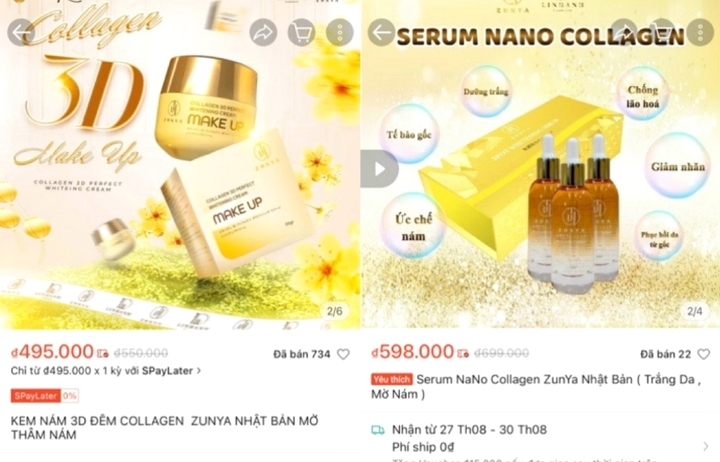 Nhiều sản phẩm mỹ phẩm buộc phải thu hồi từng bày bán công khai trên sàn thương mại điện tử Shopee. (Ảnh: Đại Việt)