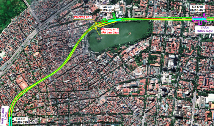 Vị trí tuyến Metro sẽ đi qua khu vực phố cổ và hồ Hoàn Kiếm.