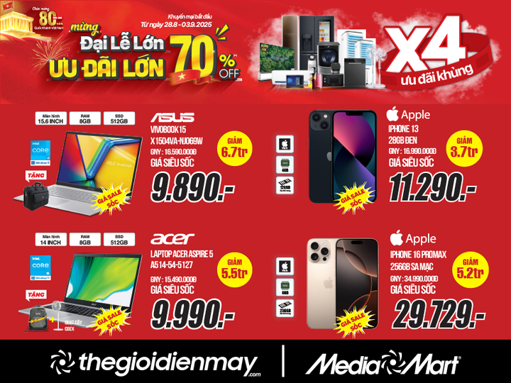 Siêu thị điện máy MediaMart ưu đãi lớn giảm đến 70% mừng Đại lễ 2/9 - 6