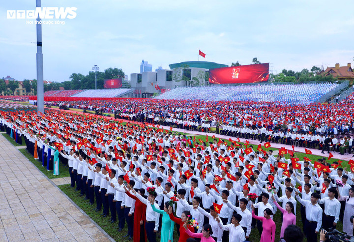 Quang cảnh bên trong quảng trường Ba Đình trong buổi Tổng duyệt Lễ diễu binh, diễu hành A80. (Ảnh: Nguyễn Yến)