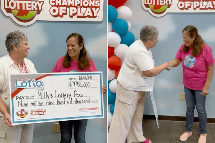 Milly (áo hồng) nhận giải thưởng lớn và chọn cách chia đều cùng những người bạn thân.