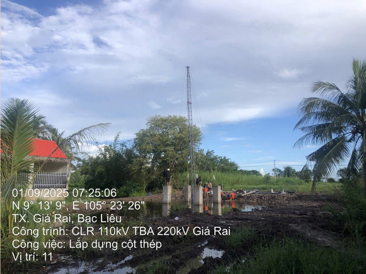 Đơn vị thi công làm xuyên lễ tại công trình “Các lộ ra 110kV trạm biến áp 220kV Giá Rai, tỉnh Bạc Liêu” nay là Cà Mau