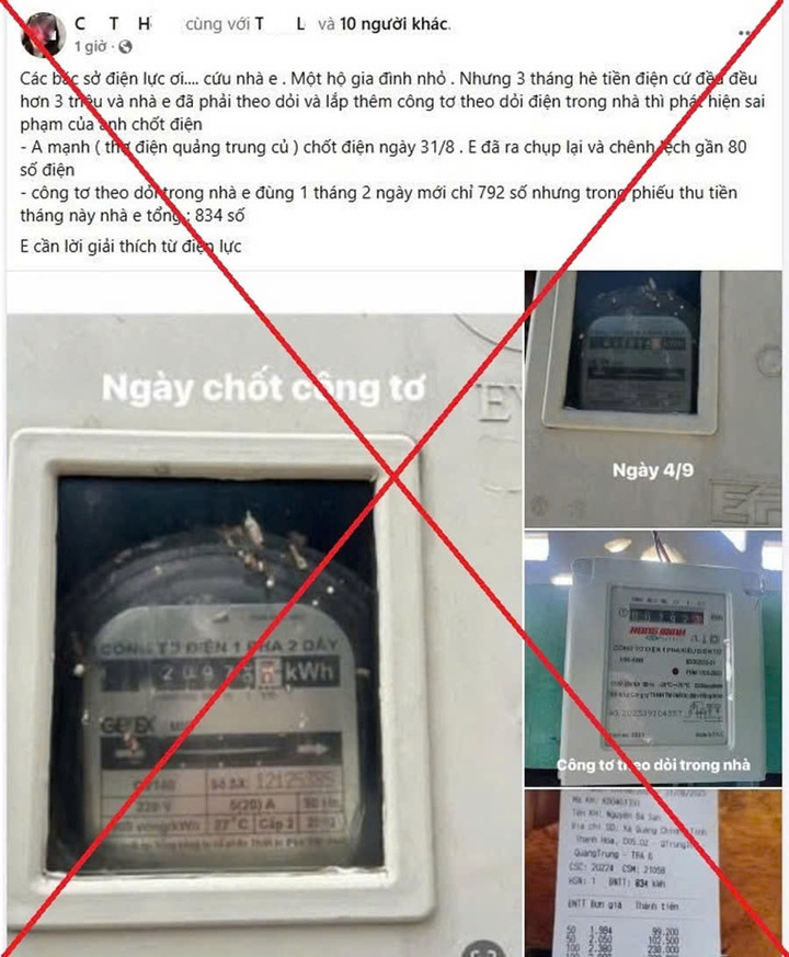 Nội dung đăng trên Facebook cá nhân C.T.H sáng ngày 0492025 gây ảnh hưởng lớn đến uy tín của ngành điện.