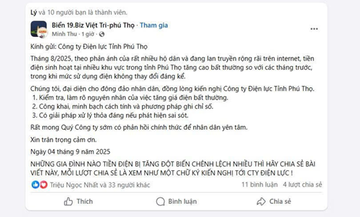 Cảnh báo lan truyền thông tin 'copy' kiến nghị liên quan đến tiền điện tháng 8 - 4