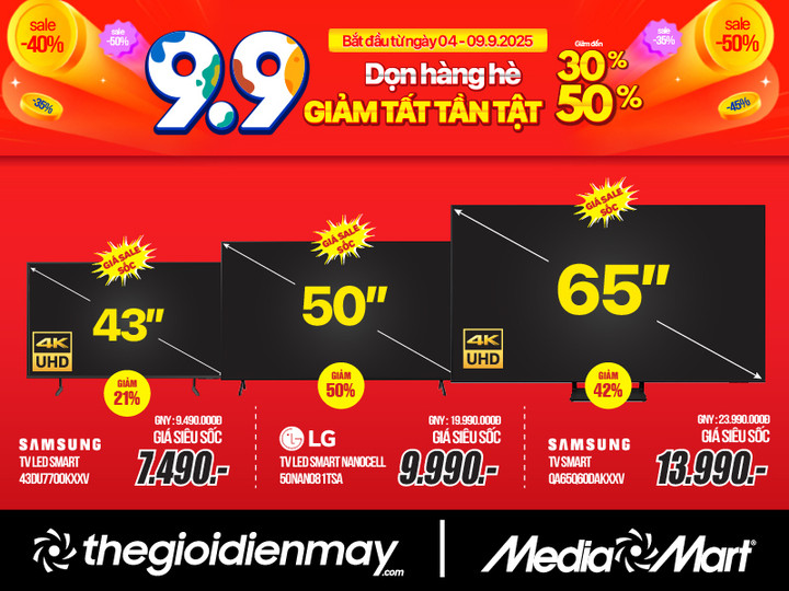 Xả kho mùa hè - MediaMart sale sốc hàng nghìn mặt hàng nhân dịp siêu sale 9/9 - 2
