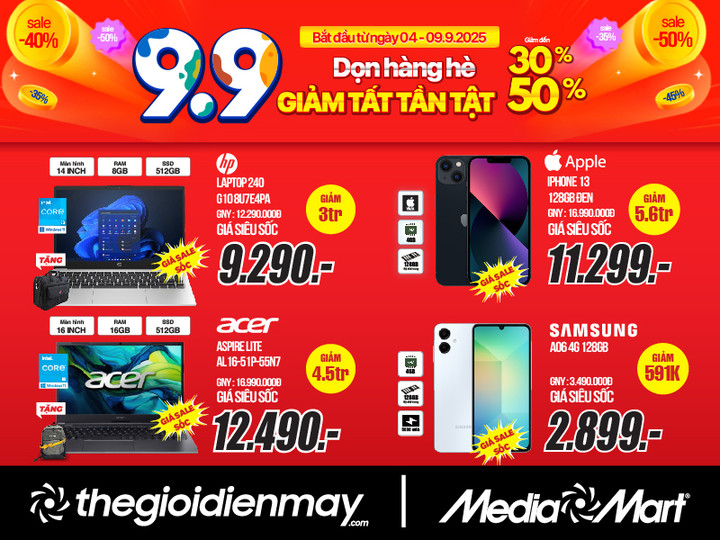 Xả kho mùa hè - MediaMart sale sốc hàng nghìn mặt hàng nhân dịp siêu sale 9/9 - 5