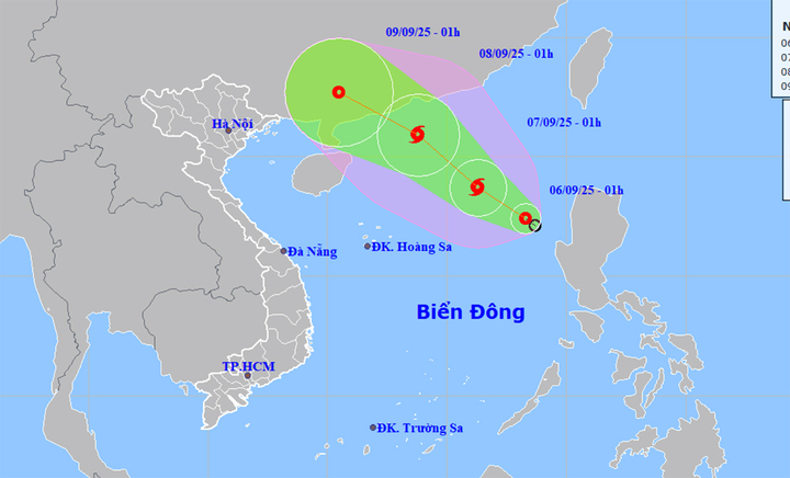 Áp thấp nhiệt đới khả năng mạnh thành bão số 7 trong 24 giờ tới. (Nguồn: NCHMF)