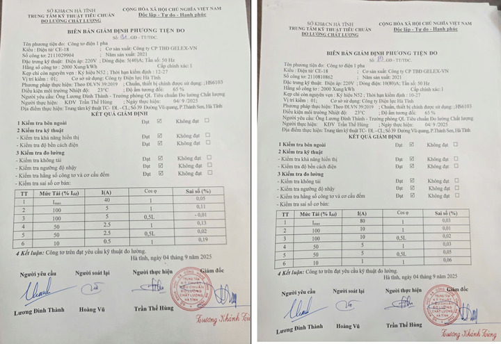 Kết quả giám định công tơ một số khách hàng có hóa đơn tăng.