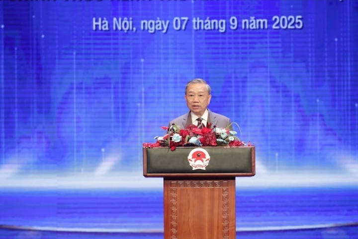 Tổng Bí thư Tô Lâm phát biểu tại Lễ kỷ niệm. (Ảnh: VTV)