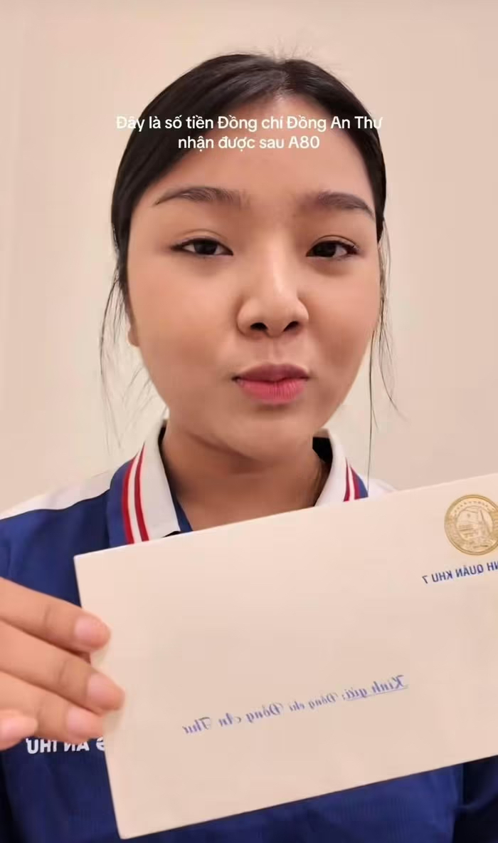 An Thư dùng tiền thưởng để làm việc ý nghĩa. (Ảnh chụp màn hình)