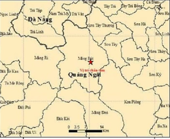 Bản đồ chấn tâm động đất.