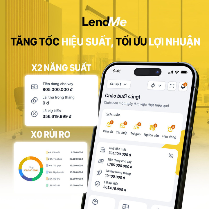 LendMe giúp nâng cao hiệu quả vận hành, quản lý tiệm cầm đồ.