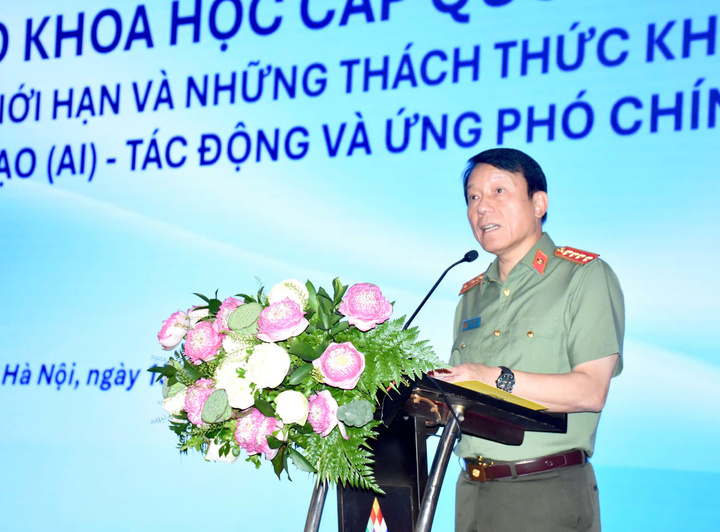 Đại tướng Lương Tam Quang phát biểu tại Hội thảo. (Ảnh: Thùy Linh)
