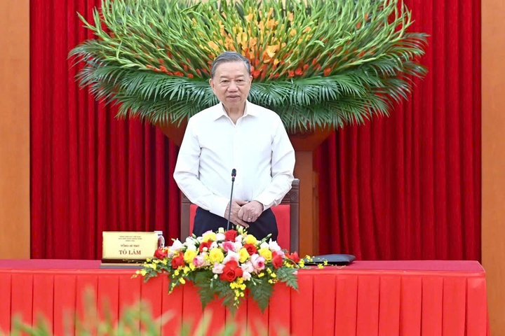 Tổng Bí thư Tô Lâm phát biểu tại buổi làm việc.