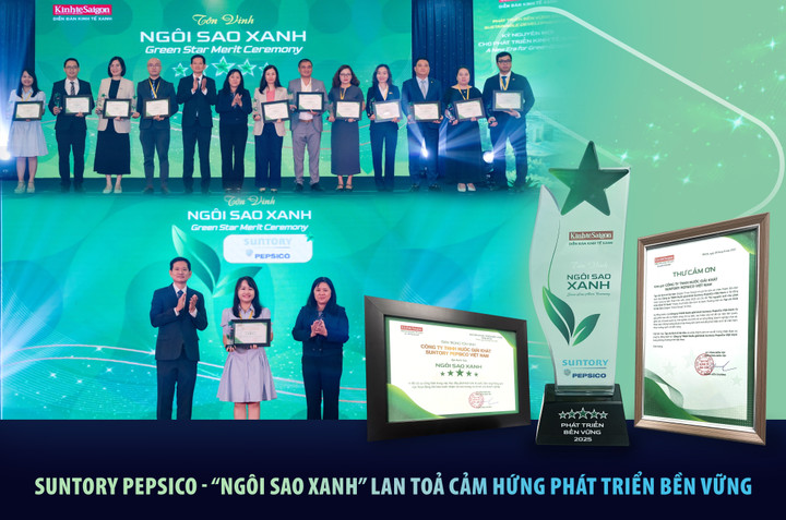 Suntory PepsiCo Việt Nam nhận giải thưởng “Ngôi sao xanh” với những sáng kiến và hành động tiên phong trong kiến tạo giải pháp sản xuất, kinh doanh bền vững.