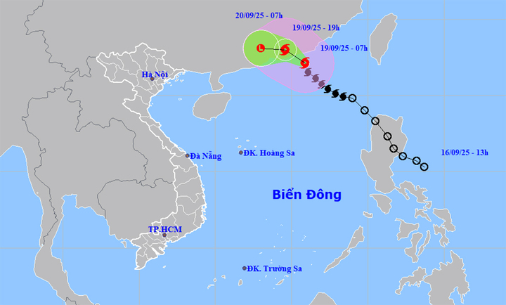 Dự báo đường đi, khu vực ảnh hưởng của bão số 8. (Nguồn: NCHMF)