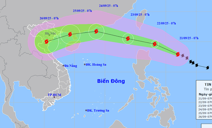 Bản đồ dự báo đường đi, khu vực ảnh hưởng của bão Ragasa.
