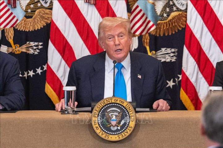 Tổng thống Mỹ Donald Trump phát biểu tại Nhà Trắng ở Washington, D.C. (Ảnh: THX/TTXVN)