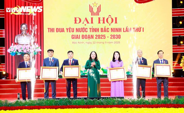 Thừa ủy quyền của Chủ tịch nước, Phó Chủ tịch nước Võ Thị Ánh Xuân trao Huân chương Lao động cho các cá nhân.
