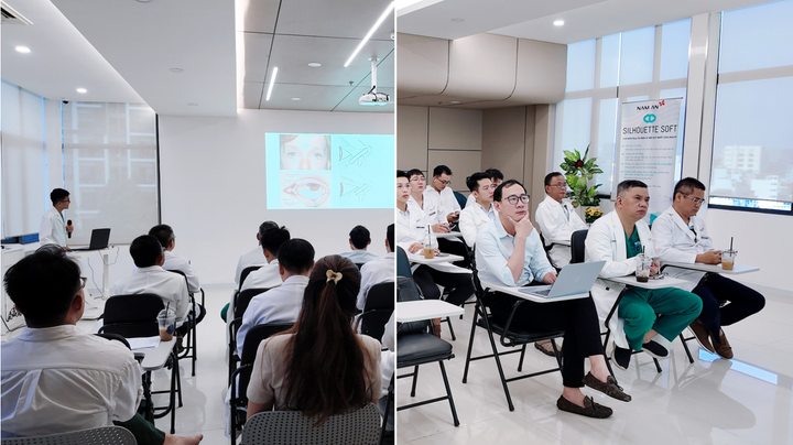 Sinh hoạt khoa học định kỳ tại Nam An – nơi các bác sĩ liên tục cập nhật kiến thức chuyên môn, góp phần nâng cao chất lượng dịch vụ thẩm mỹ.