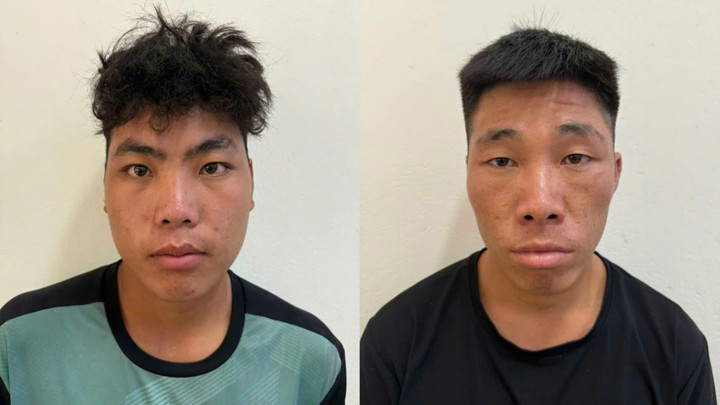 Giàng A Quyết (bên trái) và Giàng A Yên bị bắt giữ để điều tra, làm rõ hành vi hiếp dâm trẻ em. (Ảnh: Công an Bắc Ninh).