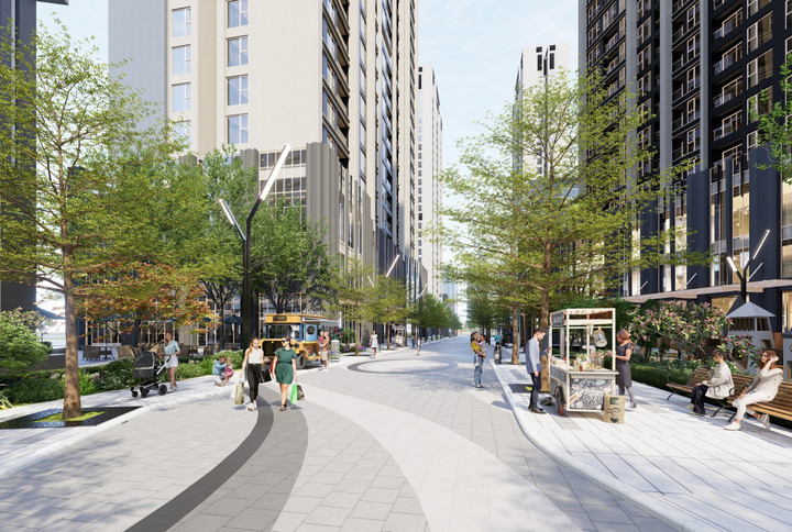 Tuyến phố thương mại nội khu sầm uất vừa đáp ứng nhu cầu của chủ nhân căn hộ, vừa thu hút du khách và cư dân địa phương.