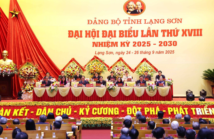 Toàn cảnh Đại hội Đại biểu Đảng bộ tỉnh Lạng Sơn lần thứ XVIII, nhiệm kỳ 2025-2030.