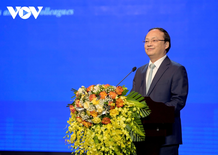 Tổng Giám đốc Đài TNVN Đỗ Tiến Sỹ phát biểu tại lễ kỷ niệm.