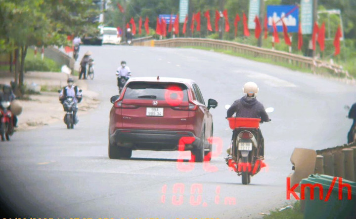 Ô tô chạy quá tốc độ. (Ảnh: Công an Bắc Ninh).