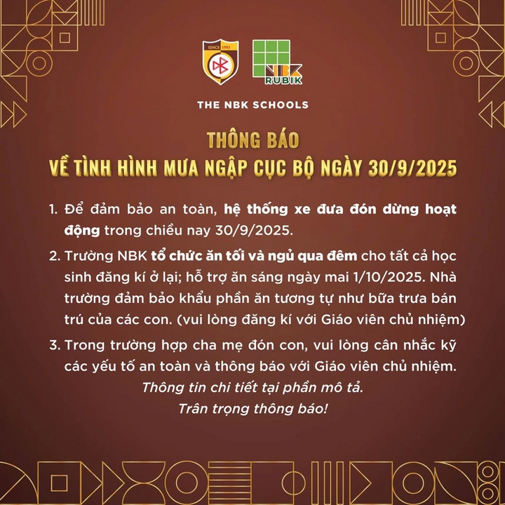 សេចក្តីជូនដំណឹងអំពីប្រព័ន្ធអប់រំ Nguyen Binh Khiem។ រូបថត៖ FBNT