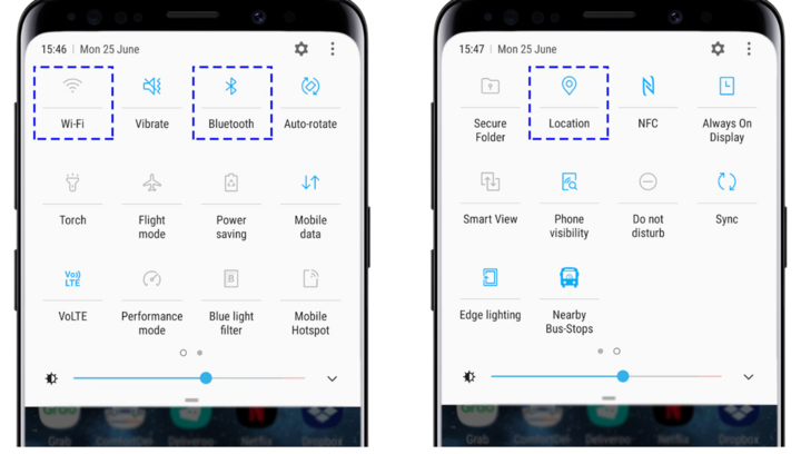 Chỉ bật Wi-Fi, Bluetooth hoặc GPS khi cần thiết. (Ảnh: Samsung)