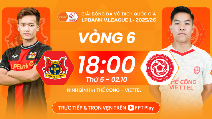 Ninh Bình đấu với Thể Công Viettel ở vòng 6 V.League.
