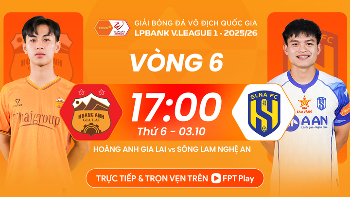Hoàng Anh Gia Lai đấu với Sông Lam Nghệ An ở vòng 6 V.League 2025-2026.