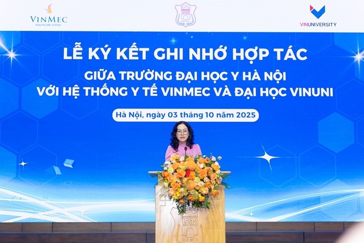 Lễ ký kết thỏa thuận hợp tác giữa trường Đại học Y Hà Nội với Hệ thống Y tế Vinmec và trường Đại học VinUni.