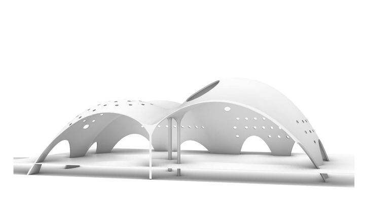 Hình ảnh mô phỏng mái vòm của Nhà hát Opera Hà Nội.