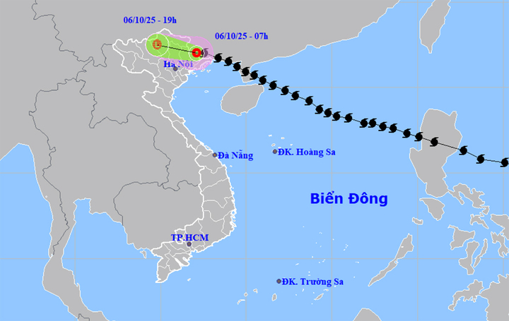 Bão số 11 Matmo đã suy yếu thành áp thấp nhiệt đới. (Nguồn: NCHMF)