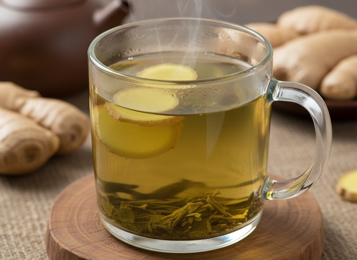 Điều gì xảy ra khi uống trà xanh thêm vài lát gừng?