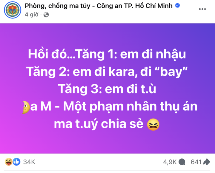 Admin fanpage Phòng, chống ma túy - Công an TP. Hồ Chí Minh gây sốt mạng.