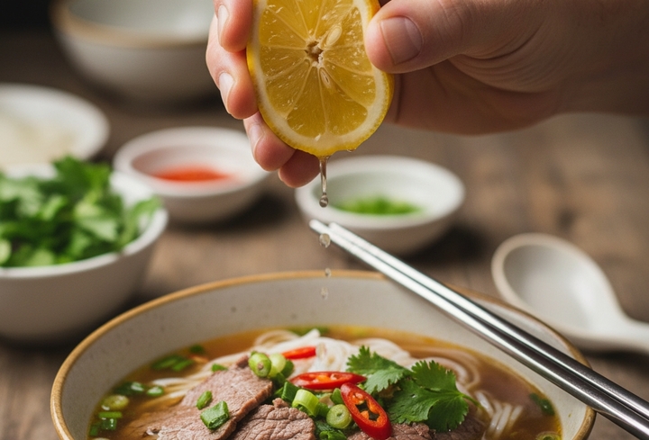 Điều gì xảy ra khi vắt chanh vào phở bò?