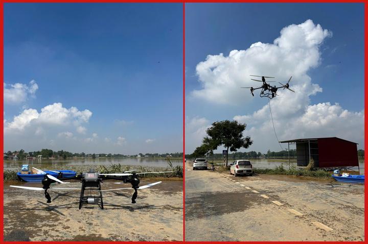 Cận cảnh Drone Viettel vận chuyển hàng cứu trợ tại vùng lũ - 4