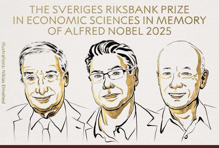 Joel Mokyr, Philippe Aghion và Peter Howitt giành giải Nobel Kinh tế năm 2025 vì "đã giải thích được tăng trưởng kinh tế dựa trên đổi mới sáng tạo".