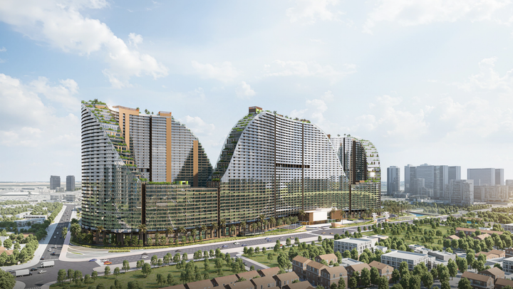 Noble Crystal Riverside có quy mô 12 tòa tháp cao trung bình lên đến 37 tầng và hơn 3.000 sản phẩm đa dạng.